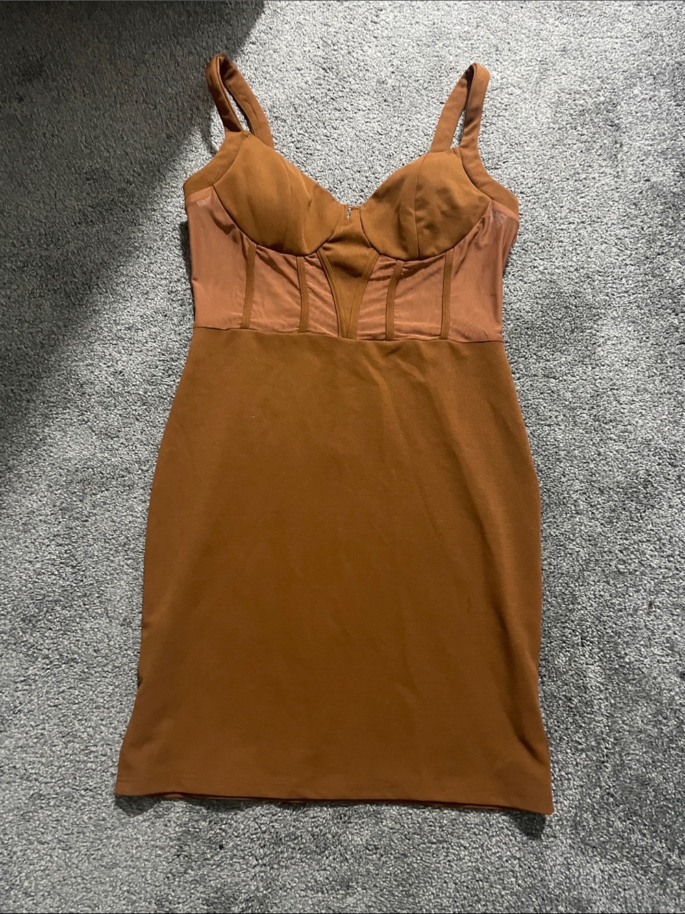 Underwire Slip Dress in Rust Brown